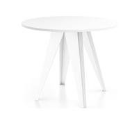 Table De Salle à Manger Ronde De Style Industriel - Moderne - Extensible De 100 Cm à 140 Cm - Pieds Métalliques Blancs - Compacte - Blanc
