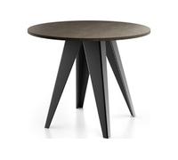 Table De Salle à Manger Ronde De Style Industriel - Moderne - Extensible De 100 Cm à 140 Cm - Pieds Métalliques Noirs - Compact Pour Petite Cuisine
