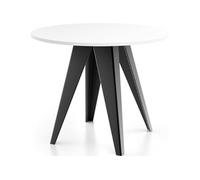 Table De Salle à Manger Ronde De Style Industriel - Moderne - Extensible De 100 Cm à 140 Cm - Pieds Métalliques Noirs - Compact Pour Petite Cuisine