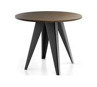 Table De Salle à Manger Ronde De Style Industriel - Moderne - Extensible De 90 Cm à 130 Cm - Pieds Métalliques Noirs - Compact Pour Petite Cuisine Ou