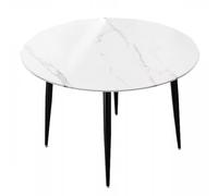 Table de salle à manger ronde effet marbre pour 4 plateaux en ardoise avec pieds en métal noir élégant pour cuisine et loisirs, design compact de 70 cm