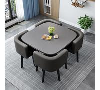 Table de salle à manger ronde élégante avec 4 chaises en bois pour salon et cuisine - Combinaison carrée moderne de conférence (3,80 m)