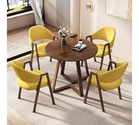 Table de salle à manger ronde élégante de 80 cm avec 4 chaises peu encombrantes - Idéal pour bureau, salle de conférence, réception et balcon