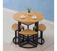 Table de salle à manger ronde élégante de 80 cm pour 4 personnes avec chaises - Idéal pour le bureau, la réception et le salon pour les réunions, les négociations et la détente