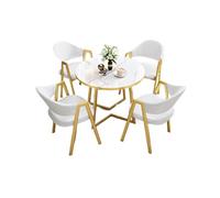 Table de salle à manger ronde élégante pour 4 personnes avec plateau haute densité avec finition marbrée, parfaite pour les bureaux, les salles de réception et les salles de réunion. Design élégant et