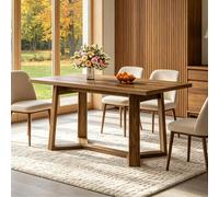 Table de salle à manger ronde en bois, 120 cm de diamètre, pour 4 à 6 personnes, style champêtre, structure nervurée, pour cuisine, salon et salle à manger À propos de cet article✔️Confort généreux :