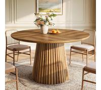 Table de salle à manger ronde en bois, 120 cm de diamètre, pour 4 à 6 personnes, style champêtre, structure nervurée, pour cuisine, salon et salle à manger À propos de ce produit :✔️ Table à manger ro