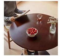 Table de salle à manger ronde en bois massif avec base tulipe et plateau en noyer. Table de loisirs du milieu du siècle pour la maison, la salle à manger, le café, ronde, 60 x 60 x 73 cm. Couleur :