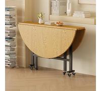Table de salle à manger ronde en bois, table de cuisine, table extensible avec 6 roulettes, polyvalente, 130 cm, économise de l'espace, design moderne, facile à déplacer