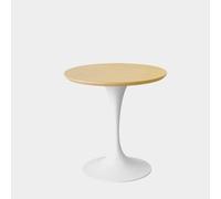 Table de salle à manger ronde en forme de tulipe avec base en métal pour cuisine, plateau naturel