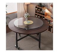 Table de salle à manger ronde en noyer de 160 cm avec roulettes, table de cuisine extensible et pliable pour fêtes à la maison, table peu encombrante pour les petites