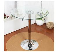 Table de salle à manger ronde en verre à hauteur réglable - Design moderne trempé pour économiser de l'espace, parfaite pour les petits espaces et les cafés