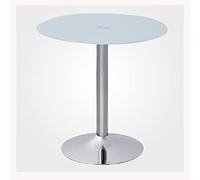 Table de salle à manger ronde en verre avec base chromée, table de bistrot élégante 2 ou 4 places pour cuisine et petit déjeuner, design élégant, plateau blanc, parfait pour les petits espaces
