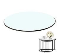 Table de salle à manger ronde en verre, taille personnalisée, dessus en cristal transparent brillant, de 45 cm à 100 cm, centre de table moderne pour salle à manger et salon.