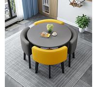 Table de salle à manger ronde et carrée moderne avec 4 chaises, table de conférence et de réception élégante pour cuisine et salon, 80 x 75 cm, parfaite pour les réunions de famille et les