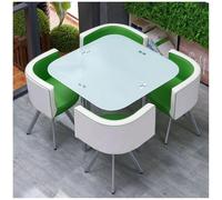 Table de salle à manger ronde et carrée moderne en verre pour 4 personnes avec chaises - Plateau en verre trempé, meuble élégant de cuisine et de salle à manger, parfait pour les petits déjeuners et