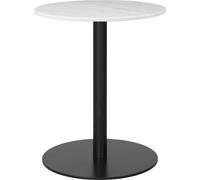 Table de Salle à Manger Ronde GUBI 1.0 Ø60 Cm, Base Noir et Plateau en Marbre Blanc de Carrare.