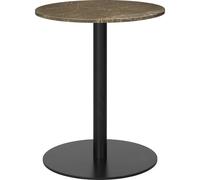 Table de Salle à Manger Ronde GUBI 1.0, Ø60 Cm, Base Noir et Plateau en Marbre Emperador Brun