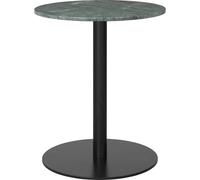 Table de Salle à Manger Ronde GUBI 1.0 Ø60 Cm, Base Noir et Plateau en Marbre Vert Du Guatemala