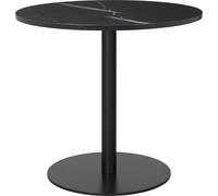 Table de Salle à Manger Ronde GUBI 1.0 Ø80 Cm, Base Noir et Plateau en Marbre Noir Marquina.