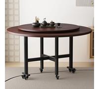 Table de salle à manger ronde mobile pliante avec 6 roues, table de cuisine pliable avec support en acier au carbone, économiseur d'espace, bureau polyvalent, supporte facilement 400 kg, pour 4 à 8