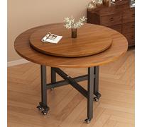 Table de salle à manger ronde mobile pliante avec 6 roues, table de cuisine pliable avec support en acier au carbone, économiseur d'espace, bureau polyvalent, supporte facilement 400 kg, pour 4 à 8