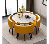 Table de salle à manger ronde moderne 4 places avec chaises pour cuisine, café, entreprise, 90 cm de diamètre