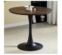 Table de salle à manger ronde moderne 60/70/80 cm, base en acier carbone, plateau en bois de noyer, table de réunion de cuisine élégante, design tulipe, parfait pour les petits espaces