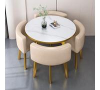 Table de salle à manger ronde moderne avec 4 chaises élégantes - Meuble de cuisine compact pour petits espaces et appartements parfait pour petit déjeuner bar (80 x 74,9 cm)
