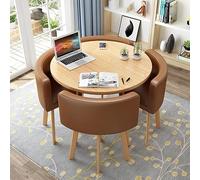 Table de salle à manger ronde moderne avec 4 chaises - Meuble compact de bureau et de maison, parfait pour la cuisine, le salon, le salon, 80 cm de diamètre, solution élégante pour salle de conférence