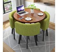 Table de salle à manger ronde moderne avec 4 chaises - Meuble compact pour salle de conférence - Solution élégante pour cuisine et salon - Hauteur 29,80 cm - Design compact