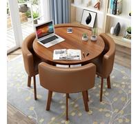 Table de salle à manger ronde moderne avec 4 chaises - Meuble compact pour salle de conférence - Solution élégante pour cuisine et salon - Hauteur 29,80 cm - Design compact