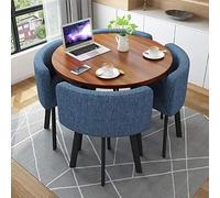 Table de salle à manger ronde moderne avec 4 chaises - Meuble compact pour salle de conférence - Solution élégante pour cuisine et salon - Hauteur 29,80 cm - Design compact