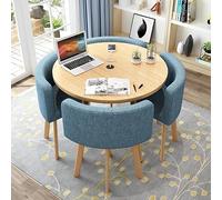 Table de salle à manger ronde moderne avec 4 chaises pour petit bureau ou salle de conférence 80 cm B