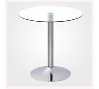 Table de salle à manger ronde moderne avec plateau en verre - 60/70/80 cm Table de cuisine circulaire pour 2 à 4 personnes Base chromée élégante Design transparent Meuble peu encombrant