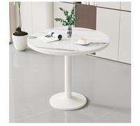 Table de salle à manger ronde moderne blanche brillante de 75 cm - Design élégant pour café ou restaurant à domicile - Améliorez votre espace avec un plateau blanc neige et une base élégante