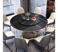 Table de salle à manger ronde moderne de 119,4 à 160 cm en marbre avec Lazy Susan - Élégante table guéridon en pierre frittée pour cuisine et salle à manger Base en métal élégante Meuble de maison