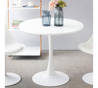 Table de salle à manger ronde moderne de 80 cm avec plateau en marbre imprimé, base en métal, tables de cuisine tulipe pour 2 à 4 personnes, petit espace maison, tables basses de loisirs, marbre