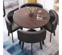 Table de salle à manger ronde moderne du milieu du siècle pour 4 avec chaises, style rustique, polyvalent pour salon, bureau, conférence, événements, 8 options de couleur disponibles