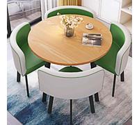 Table de salle à manger ronde moderne du milieu du siècle pour 4 personnes avec chaises, marron, idéale pour le salon, le bureau et la salle de réception