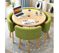 Table de salle à manger ronde moderne du milieu du siècle pour 4 personnes avec chaises - Table de conférence/bureau/salon de réception polyvalente - Tables d'appoint centrales élégantes en