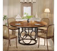 Table de salle à manger ronde moderne en bois, 119 cm de diamètre, structure métallique robuste, grande table pour 4 à 6 personnes pour la cuisine À propos de cet article✅ Style champêtre intemporel :