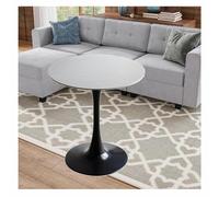 Table de salle à manger ronde moderne en forme de tulipe avec plateau en granit - Piédestal en métal pour cuisine, salle à manger, design contemporain de loisirs