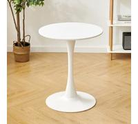 Table de salle à manger ronde moderne en forme de tulipe - Table d'appoint en acier carbone blanc de 60 cm pour cuisine, bar, terrasse et salon - Petite table basse élégante