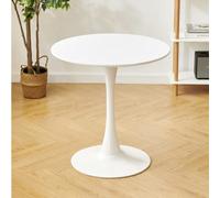 Table de salle à manger ronde moderne en forme de tulipe - Table d'appoint en acier carbone blanc de 70 cm pour cuisine, bar, terrasse et salon - Petite table basse au design élégant