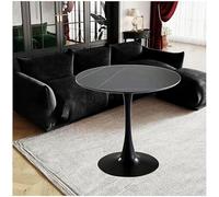 Table de salle à manger ronde moderne en granit avec piédestal en métal pour cuisine et salle à manger 70 cm Noir
