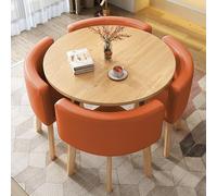 Table de salle à manger ronde moderne et élégante pour 4 personnes avec chaises compactes - Meuble de bar parfait pour petit déjeuner, bureau ou salle de conférence - Design élégant et simple