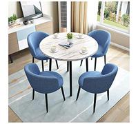 Table de salle à manger ronde moderne minimaliste en bois massif avec chaises pour bureau, hôtel, hall, salon, utilisation en extérieur - Orange et vert Taille unique