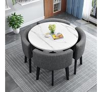 Table de salle à manger ronde moderne pour 4 personnes avec chaises, petite table de conférence de cuisine, design circulaire contemporain A19 80 x 80 x 75 cm, parfait pour salle à manger et bureau