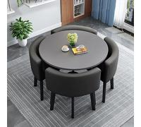 Table de salle à manger ronde moderne pour 4 personnes - Design compact 80 x 80 x 75 cm avec chaises élégantes, parfait pour les petites salles à manger ou les cuisines, idéal pour les repas de